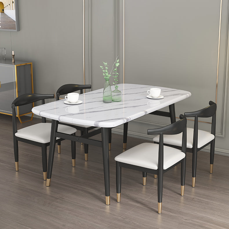 Modern Sintered Stone Dining Table Furniture with Rectangle Shape Dinette Set with 4 Legs Table