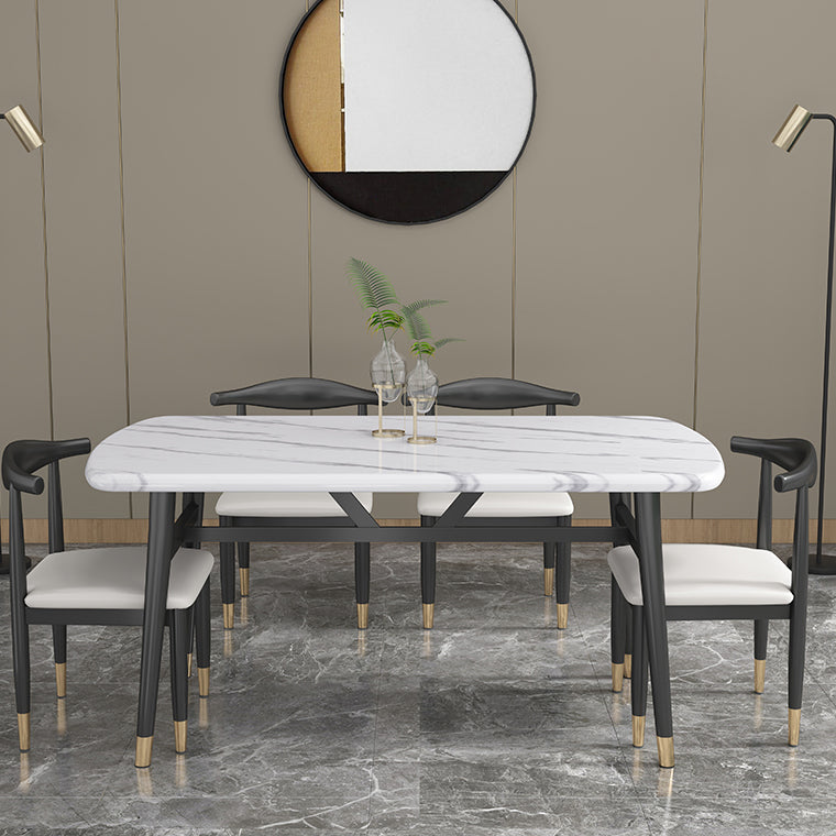 Modern Sintered Stone Dining Table Furniture with Rectangle Shape Dinette Set with 4 Legs Table