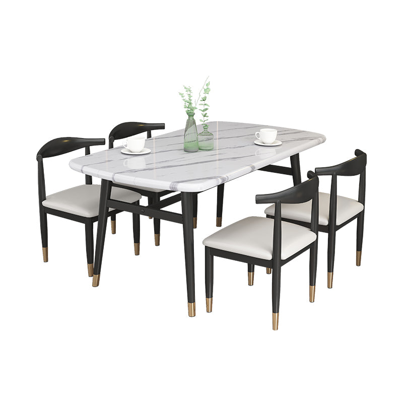 Modern Sintered Stone Dining Table Furniture with Rectangle Shape Dinette Set with 4 Legs Table