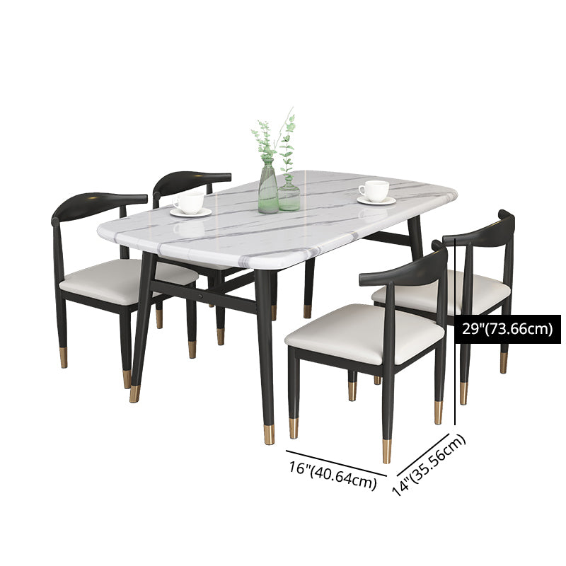Modern Sintered Stone Dining Table Furniture with Rectangle Shape Dinette Set with 4 Legs Table