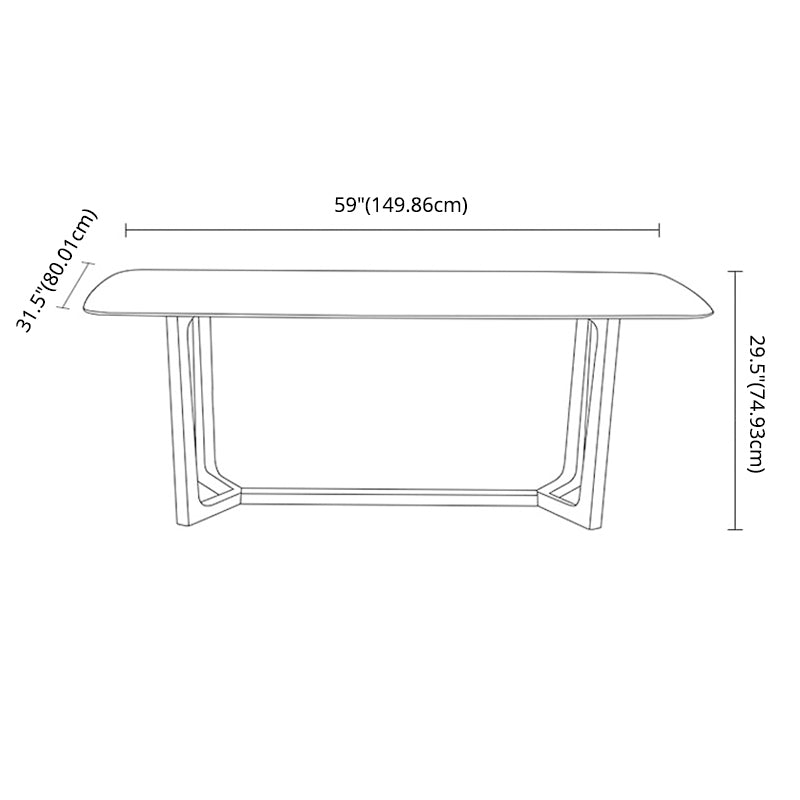 Contemporary Style White Slate Dining Table Rectangular Formal Dinette Set with Wood Base