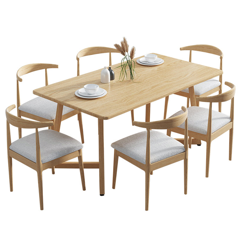 Minimalist Style Solid Wood Top Dining Table Set of Rectangle Shape Formal Kitchen Set