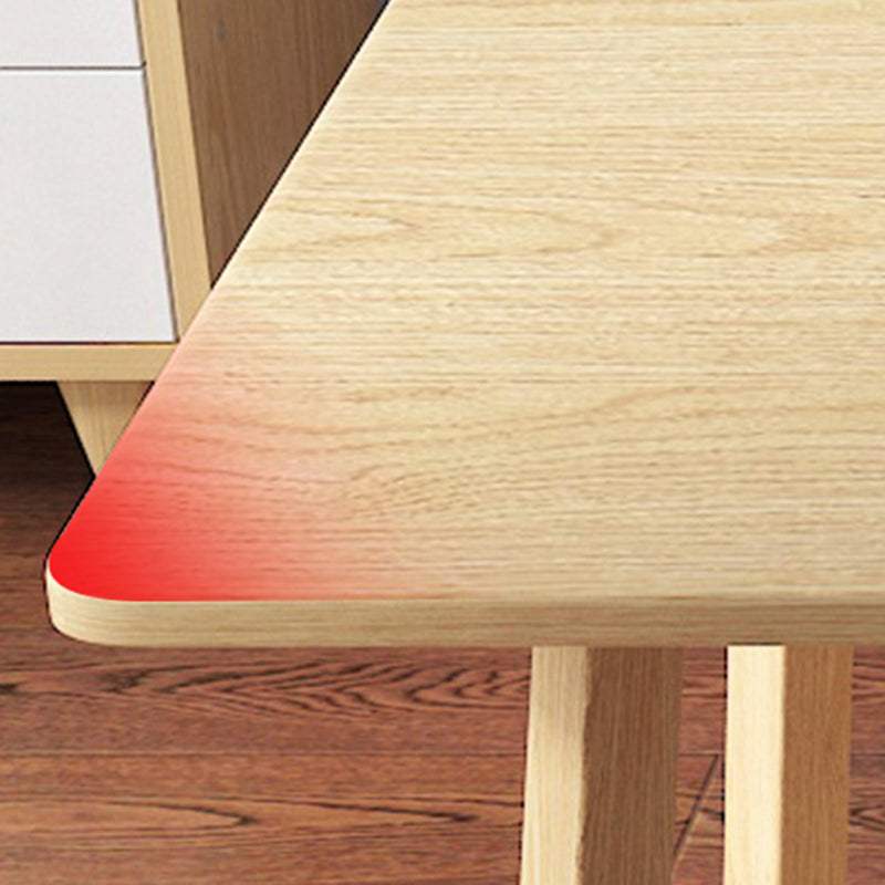 Minimalist Style Solid Wood Top Dining Table Set of Rectangle Shape Formal Kitchen Set