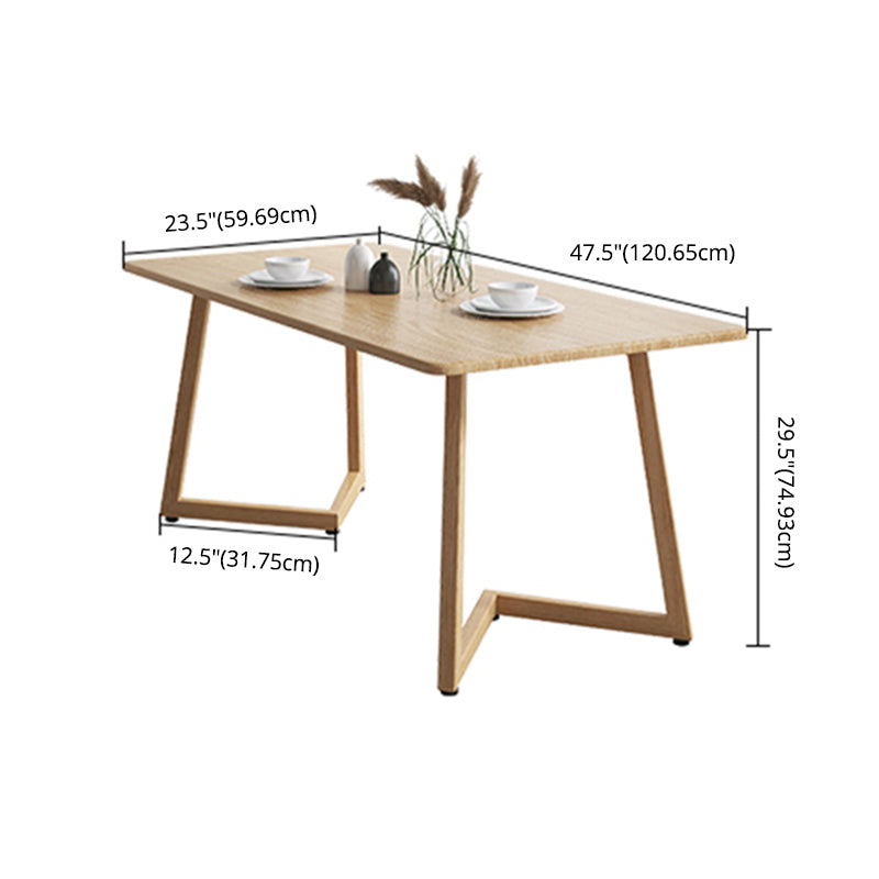 Minimalist Style Solid Wood Top Dining Table Set of Rectangle Shape Formal Kitchen Set