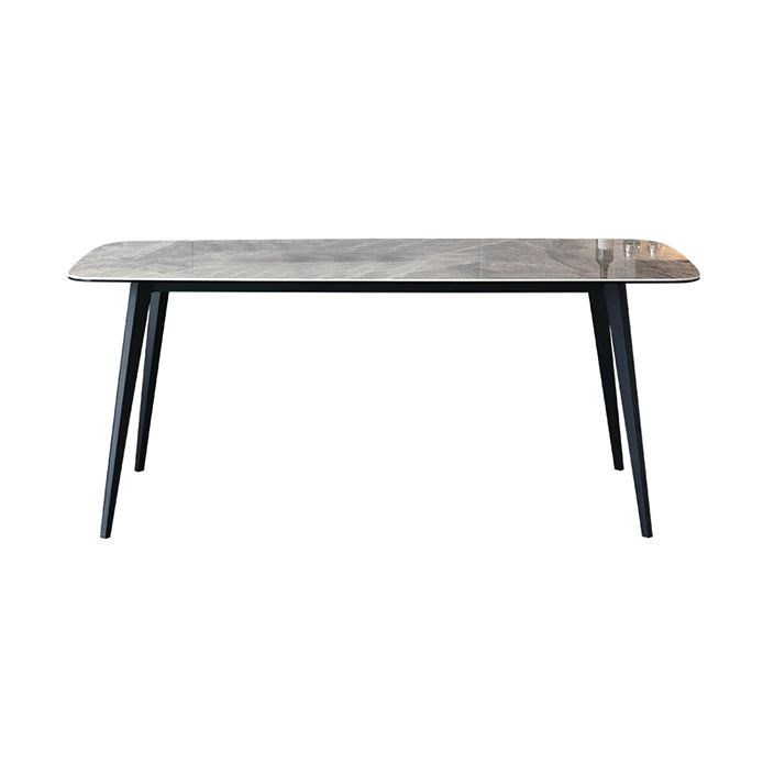 Modern Sintered Stone Gray Dining Set with Rectangle Table and Black Legs Dining Set