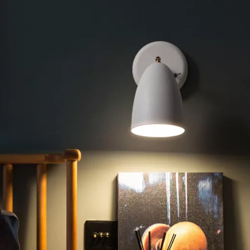 Minimailism 1 Bulb Wall Lighting White Flare Sconce Light Fixture with Metal Shade