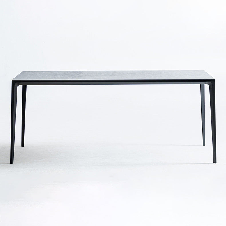 Modern Sintered Stone Black Dining Set with Rectangle Table and Black Legs Kitchen Dining Set