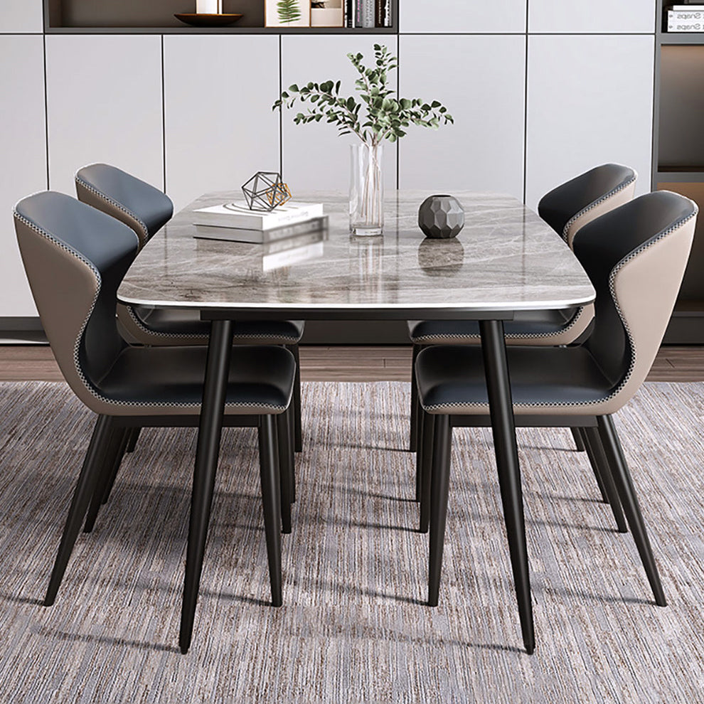 Contemporary Sintered Stone Dining Room Set Fixed Dining Set with Rectangle Table for Restaurant