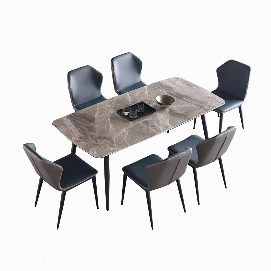 Contemporary Sintered Stone Dining Room Set Fixed Dining Set with Rectangle Table for Restaurant