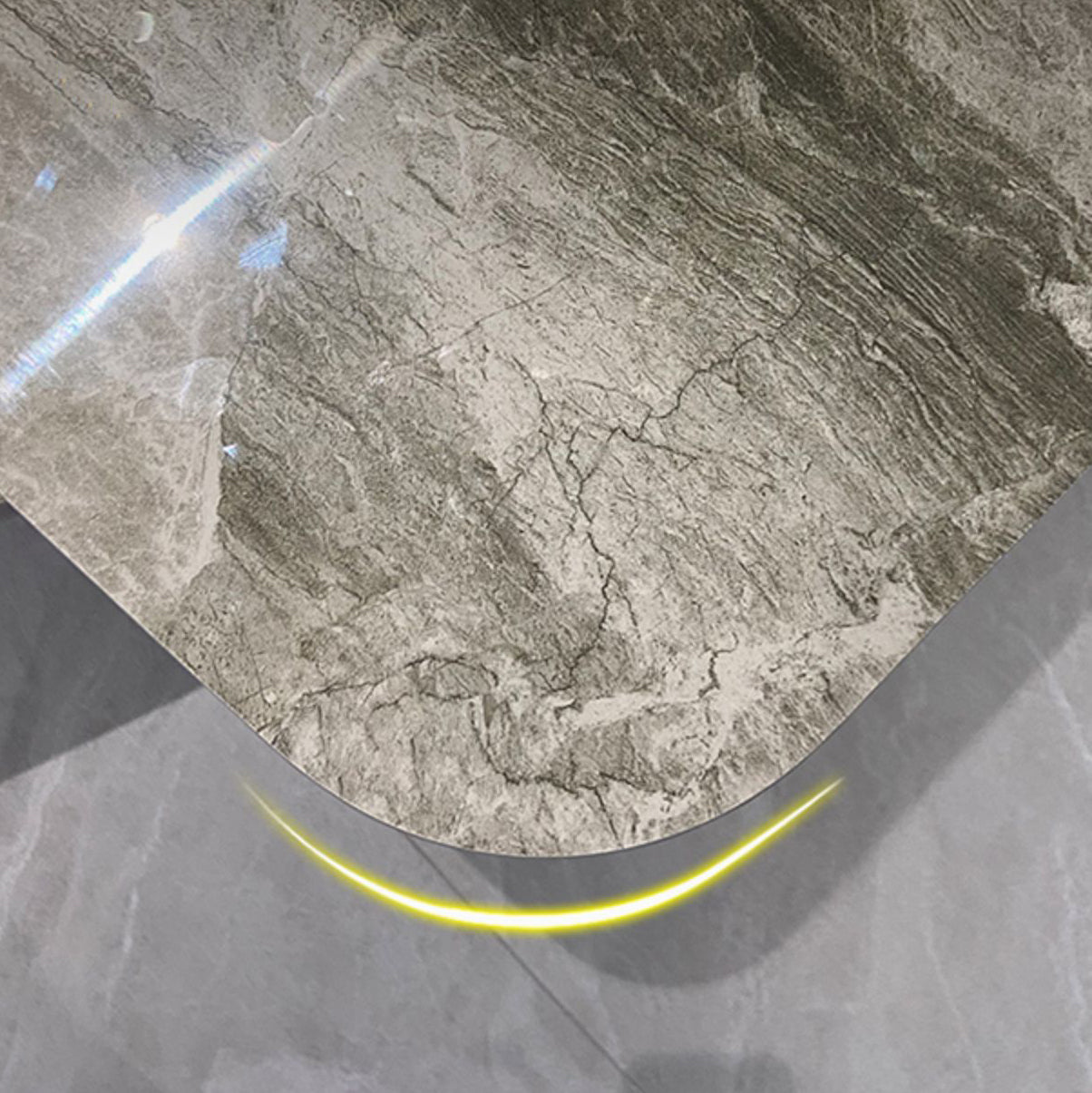 Minimalist Style White Slate Dining Table Rectangular Formal Dinette Set with Wood Base