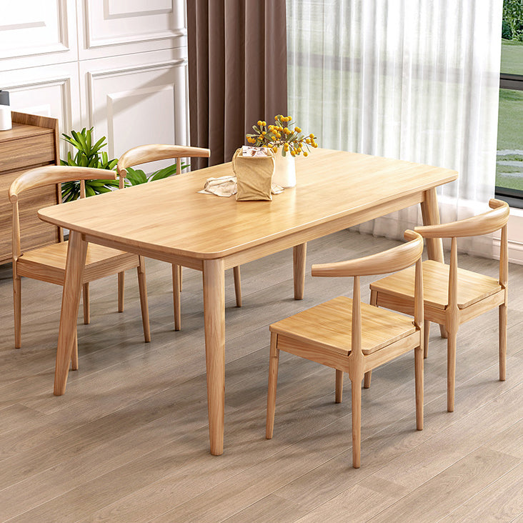 Minimalist Solid Wood Dining Set Standard Height with 4 Legs Base Dining Room Set for Home Use