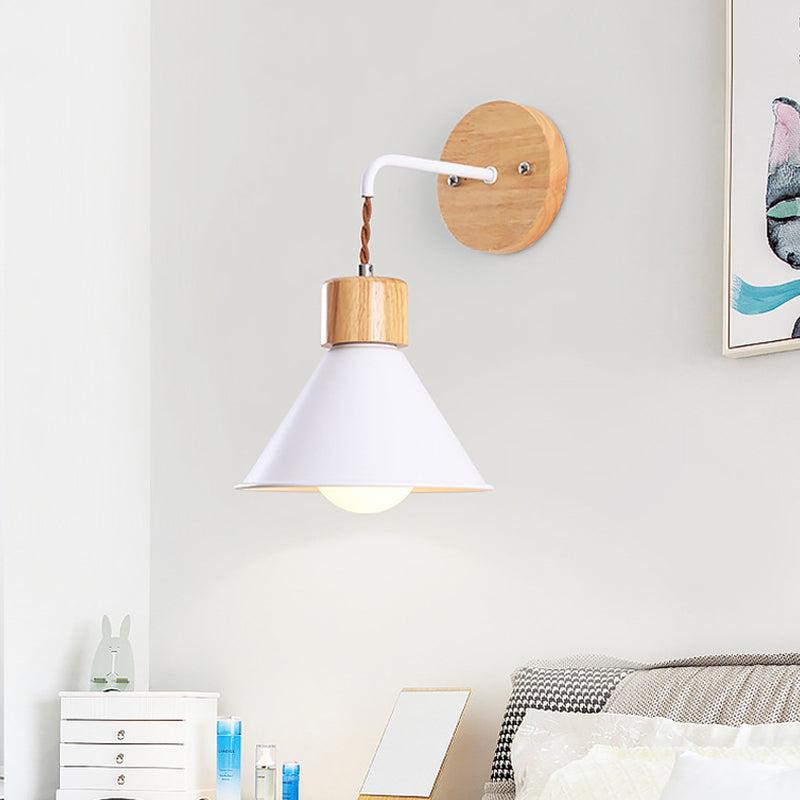 Trumpette Metal Sconce Modernisme 1 tête gris / blanc / rose mural luminaire pour le chevet