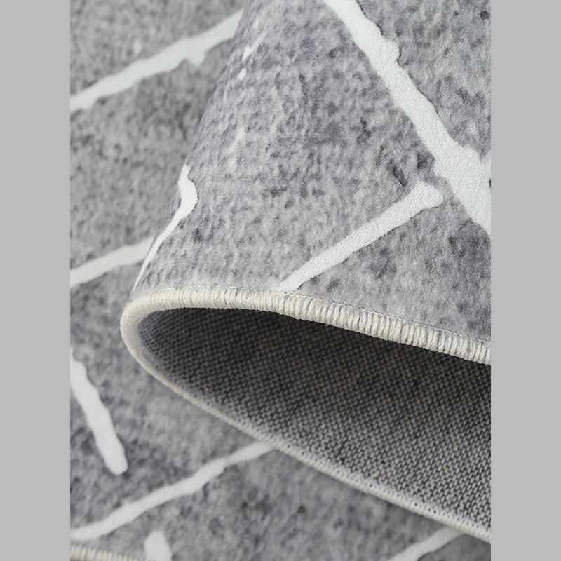 Stylish Grey Geometric Pattern Area Rug Polyester Fringe Area Carpet Stain Resistant Rug for Bedroom
