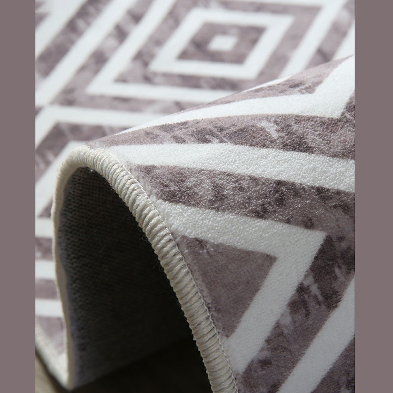 Stylish Grey Geometric Pattern Area Rug Polyester Fringe Area Carpet Stain Resistant Rug for Bedroom
