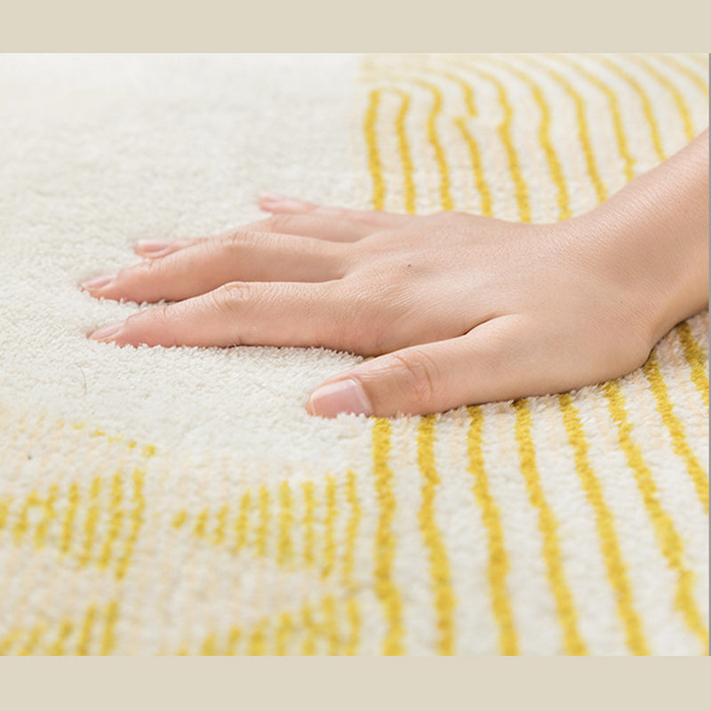 Creative Area Carpet Trendy Striped Print Area Rug Polyster Non-Slip Backing Rug for Living Room