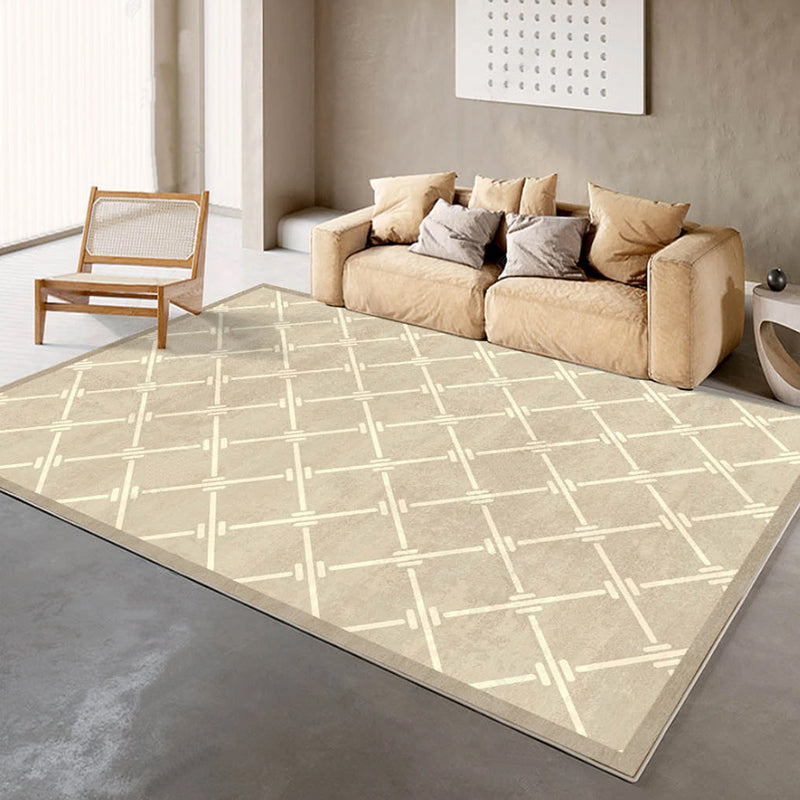 Contemporary Apricot Tone Carpet Polyster Indoor Rug Anti-Slip Washable Area Carpet for Living Room