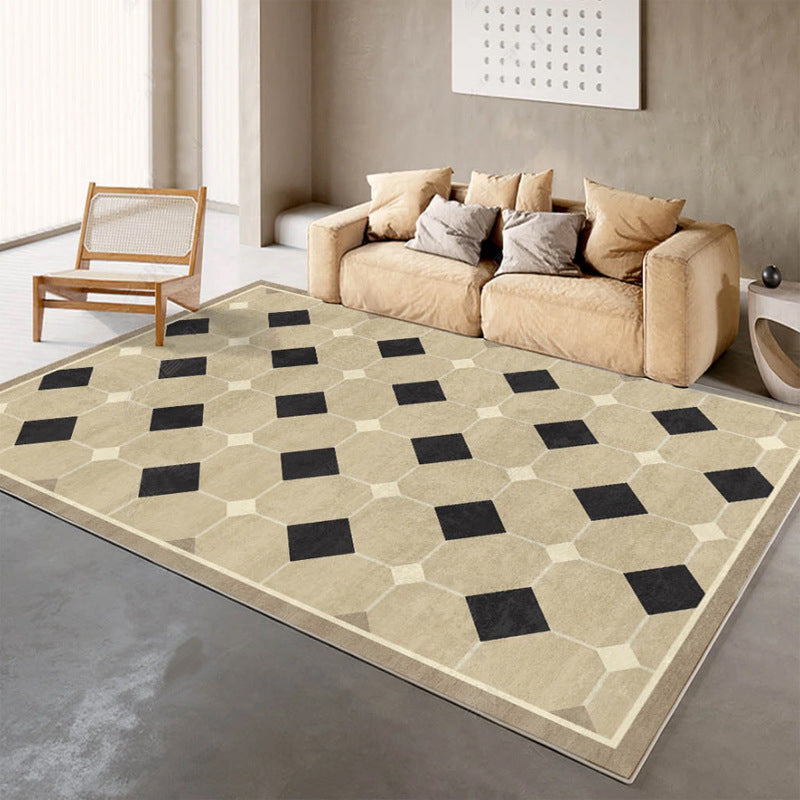 Contemporary Apricot Tone Carpet Polyster Indoor Rug Anti-Slip Washable Area Carpet for Living Room
