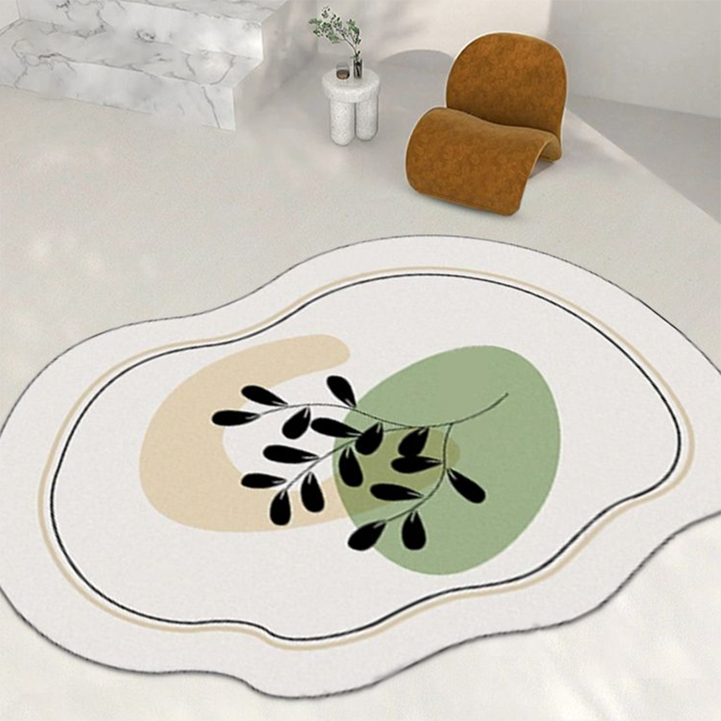 Green Living Room Indoor Rug Casual Abstract Rug Polyester Anti-Split Area Carpet