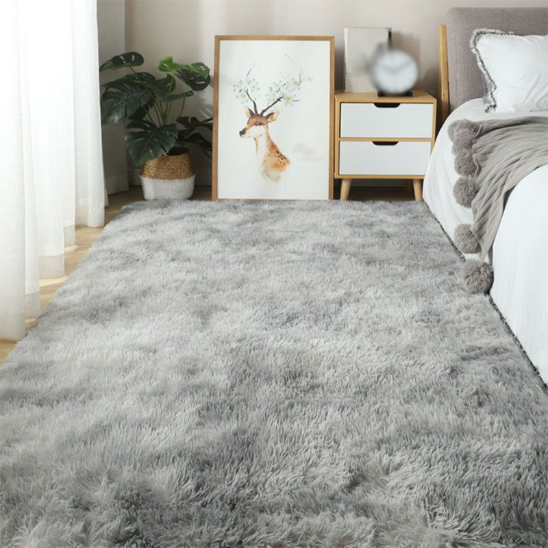 Gray Pure Color Rug Carpet Polyester Simple Carpet Anti-Split Backing Area Carpet for Living Room