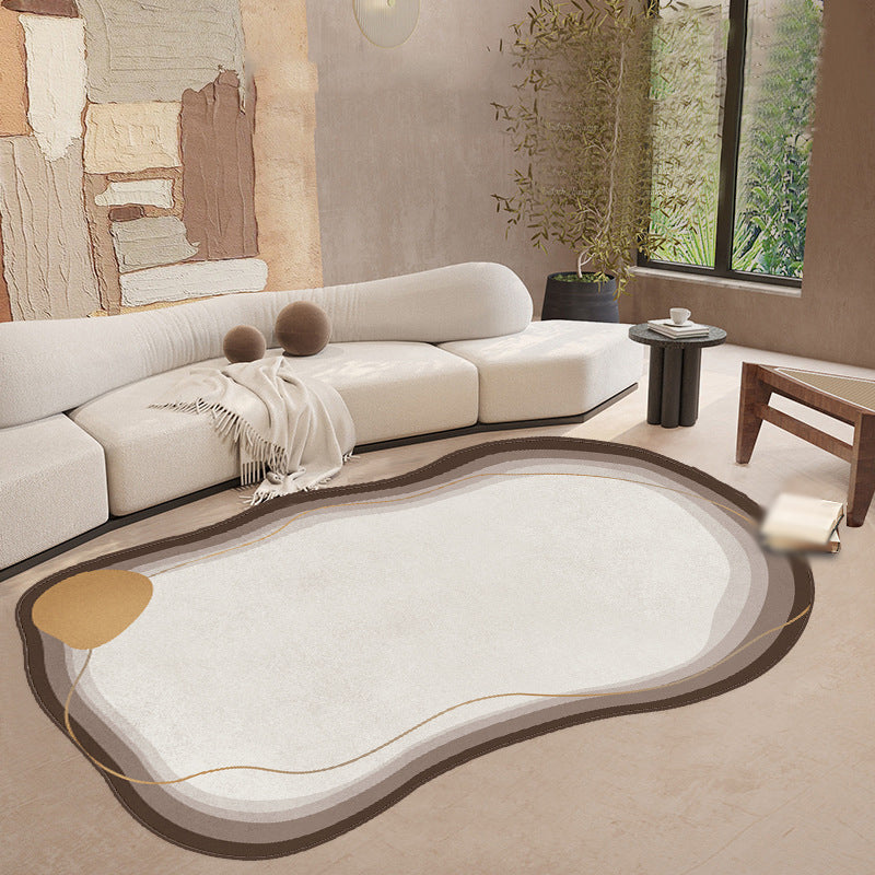 Brown Living Room Rug Casual Abstract Area Carpet Polyester Anti-Split Carpet