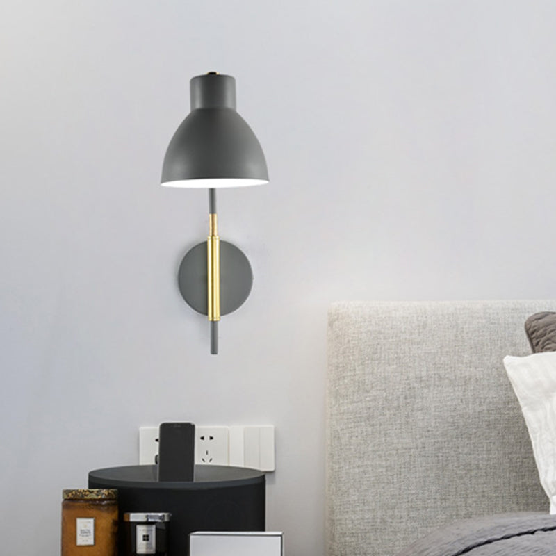 Lámpara de pared de tazón contemporánea 1 CABEZA LIGHTA DE LIGHTA CABEZA en gris con brazo oscilante