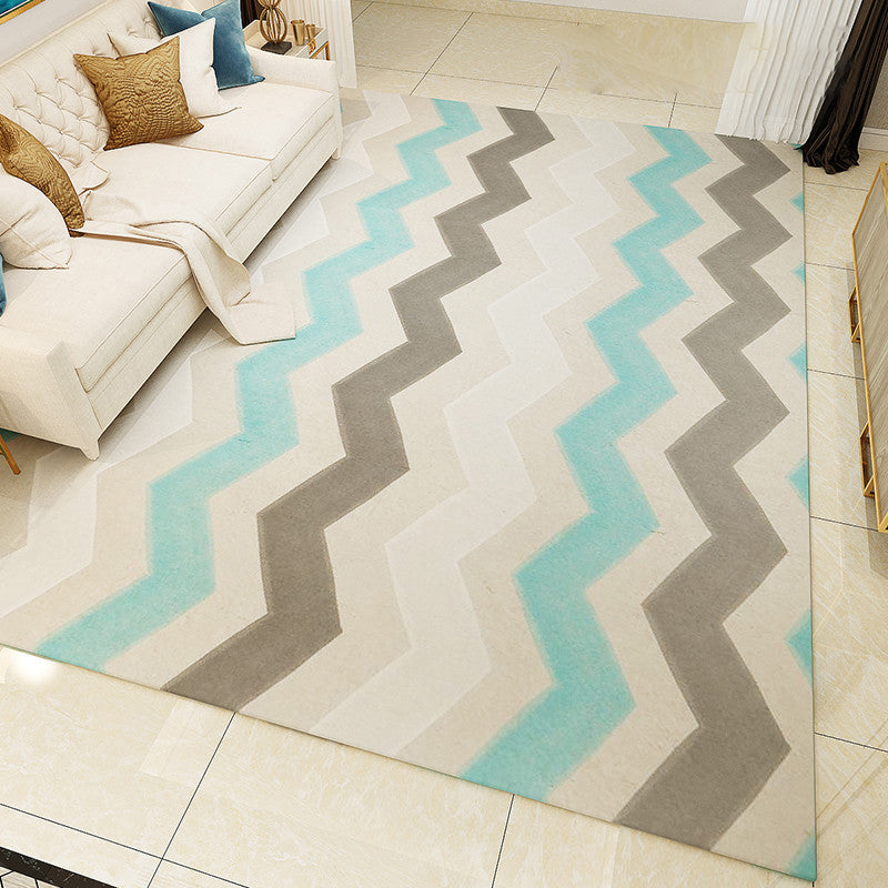 Black Contemporary Rug Polyester Geometric Area Rug Non-Slip Backing Indoor for Living Room