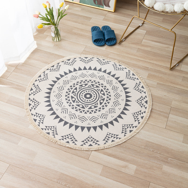 Bohemian Area Rug Americana Pattern Modern Carpet Fringe Design Cotton Blend Rug for Living Room