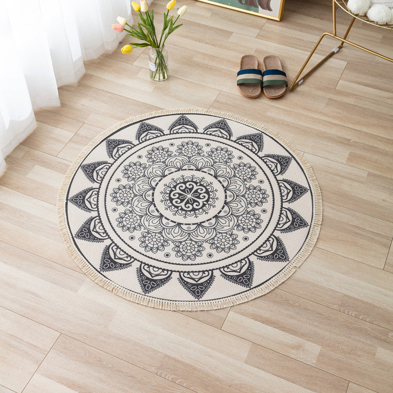 Bohemian Area Rug Americana Pattern Modern Carpet Fringe Design Cotton Blend Rug for Living Room