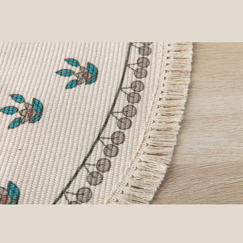 Bohemian Area Rug Americana Pattern Modern Carpet Fringe Design Cotton Blend Rug for Living Room