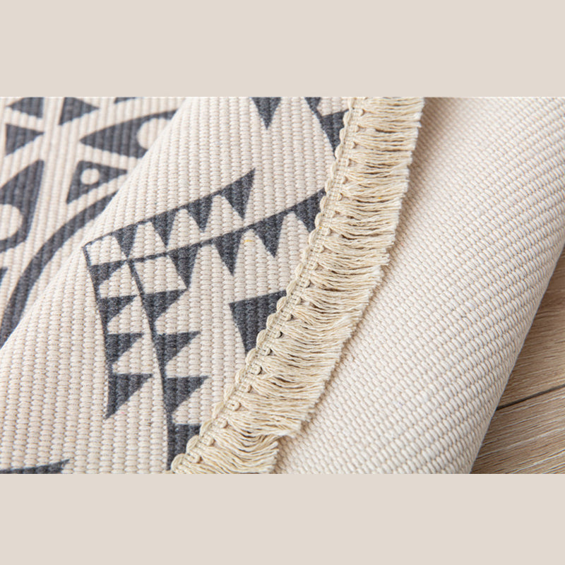 Bohemian Area Rug Americana Pattern Modern Carpet Fringe Design Cotton Blend Rug for Living Room