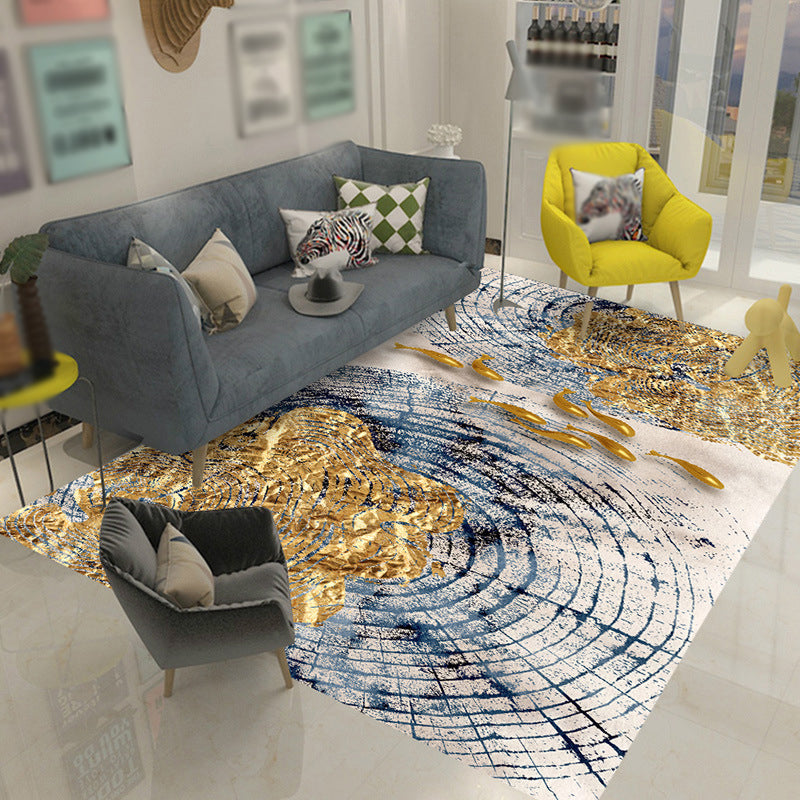 Black Minimalist Area Rug Polyester Graphic Rug Non-Slip Backing Indoor Rug for Living Room