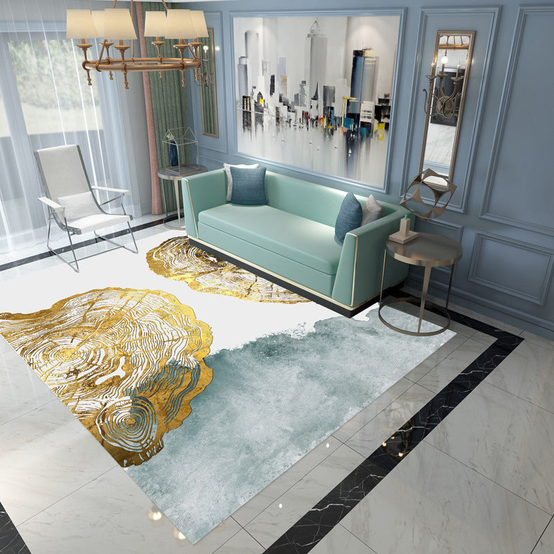 Black Minimalist Area Rug Polyester Graphic Rug Non-Slip Backing Indoor Rug for Living Room