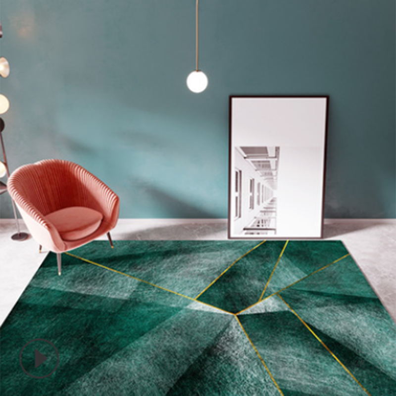 Black Minimalist Area Rug Polyester Graphic Rug Non-Slip Backing Indoor Rug for Living Room