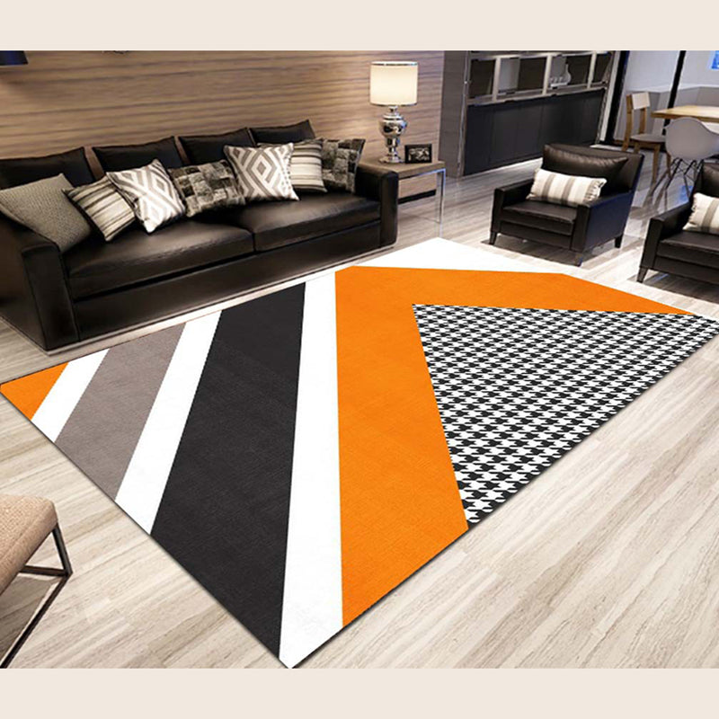 Modern Geometric Carpet Funky Washable Rug Living Room Polyster Carpet with Non-Slip Backing