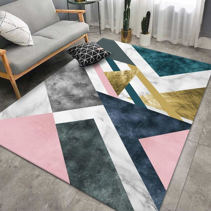 Modern Geometric Carpet Funky Washable Rug Living Room Polyster Carpet with Non-Slip Backing