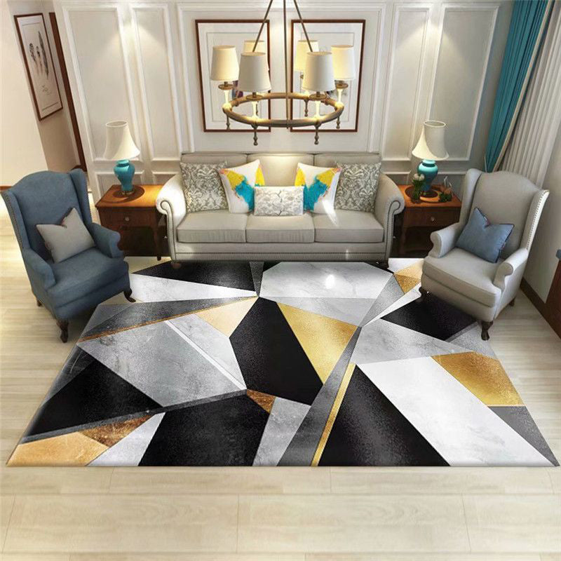 Modern Geometric Carpet Funky Washable Rug Living Room Polyster Carpet with Non-Slip Backing