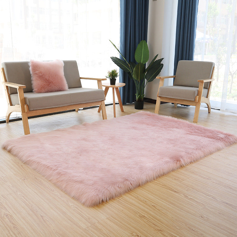 Casual Solid Area Carpet Polyester Shag Rug Non-Slip Backing Indoor Carpet for Home Decoration