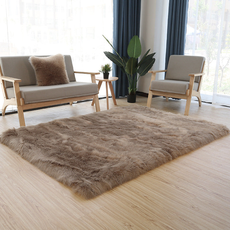 Casual Solid Area Carpet Polyester Shag Rug Non-Slip Backing Indoor Carpet for Home Decoration