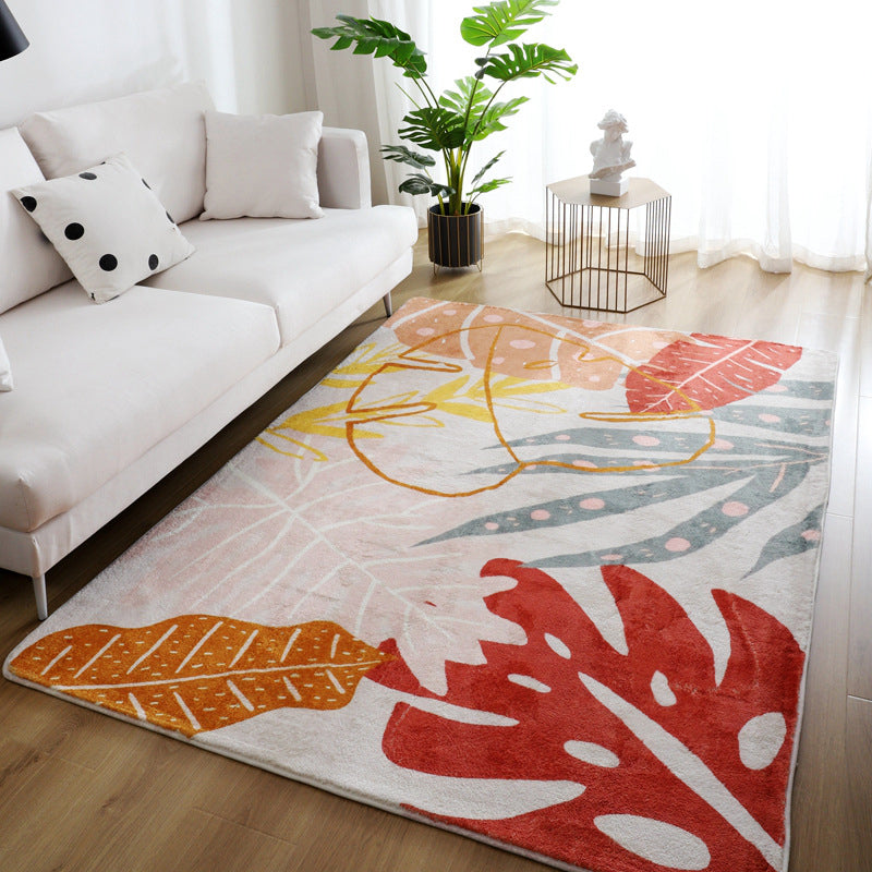 Beige Nordic Area Carpet Polyester Graphic Rug Non-Slip Backing Rug for Living Room