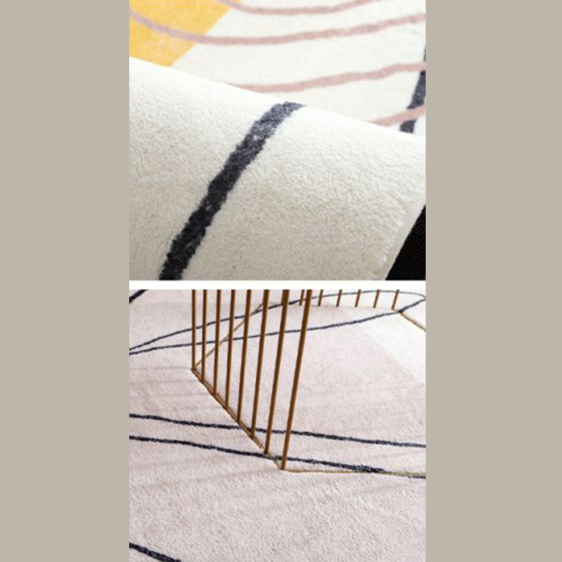 Beige Nordic Area Carpet Polyester Graphic Rug Non-Slip Backing Rug for Living Room