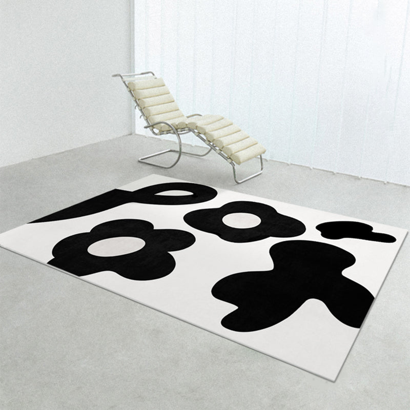Fashionable Black Modern Rug Color Block Polyester Area Carpet Non-Slip Backing Rug for Bedroom