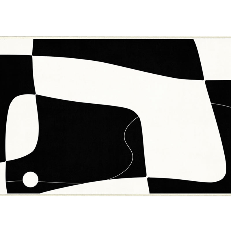Fashionable Black Modern Rug Color Block Polyester Area Carpet Non-Slip Backing Rug for Bedroom