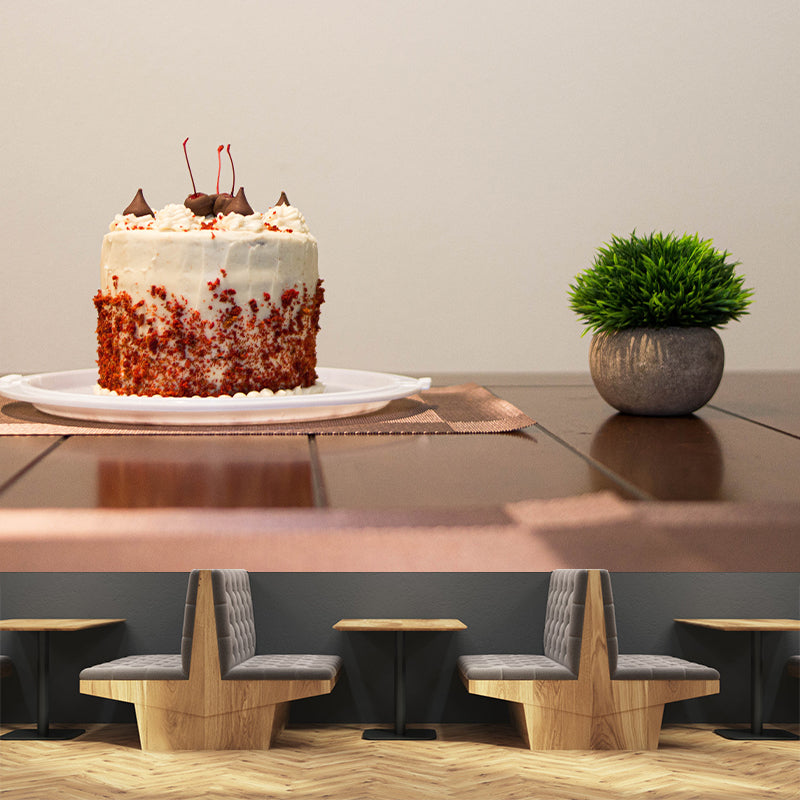 Contemporary Dessert Shop Wall Covering Moisture Resistant Mural, Personalized Size