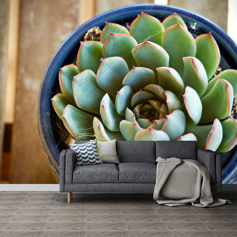 Vigorous Plant Mural Wallpaper Stain-Resistant Wall Covering for Study Room