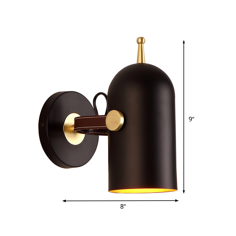 1 Bulb Stair Wall Light Contemporary Black LED Wall Mounted Lighting with Elongated Dome Iron Shade