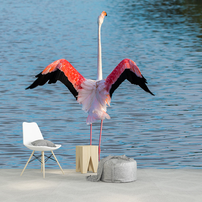 Flamingo Mural Stain Resistant Contemporary Bedroom Wall Decor, Personalized Size