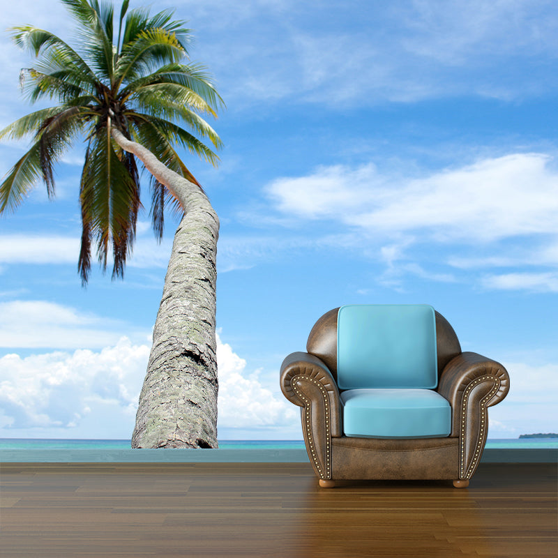 Tropical Trees Mural Decal Green Moisture Resistant Wall Decor for Living Room