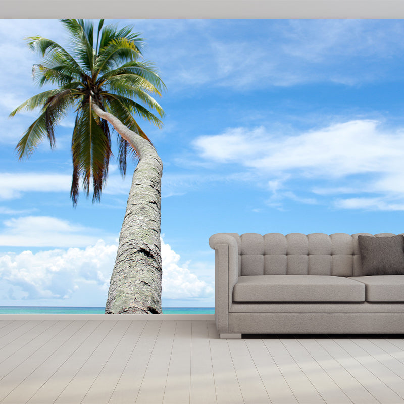 Tropical Trees Mural Decal Green Moisture Resistant Wall Decor for Living Room