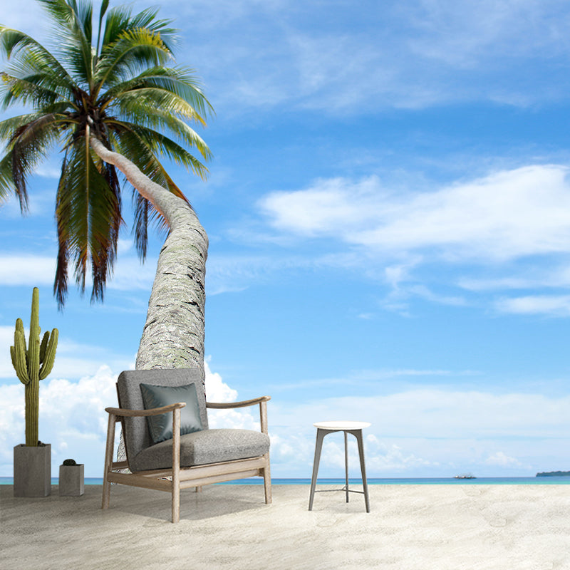 Tropical Trees Mural Decal Green Moisture Resistant Wall Decor for Living Room