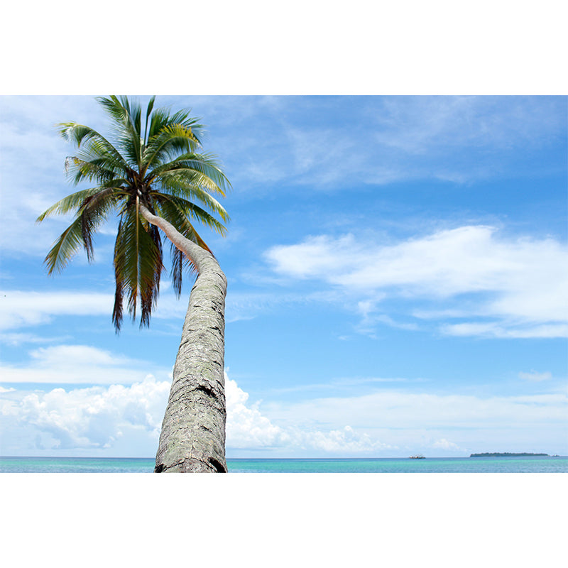 Tropical Trees Mural Decal Green Moisture Resistant Wall Decor for Living Room